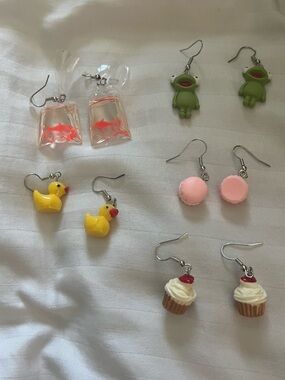 Cute Novelty Earring Bundle - Ducks, Frogs, Macarons, Cupcakes & Goldfish